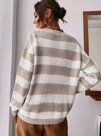 Women's Striped Crew-Neck Jumper with Ribbed Cuffs, view 5