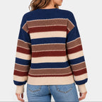 Women's Striped Jumper with Contrast Stitch Detail, view 3