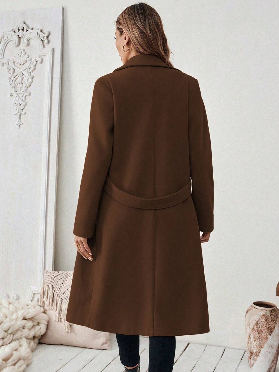 Women's Tailored Long Coat with Belted Waist, view 2