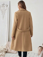 Women's Tailored Long Coat with Belted Waist, view 8