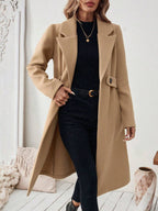 Women's Tailored Long Coat with Belted Waist, view 9