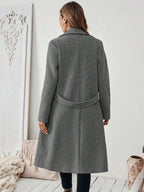 Women's Tailored Long Coat with Belted Waist, view 11