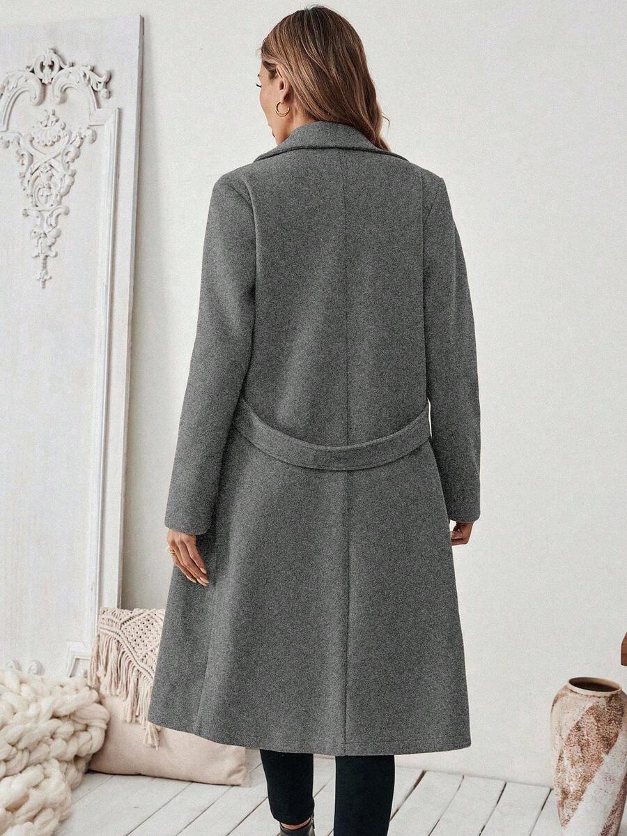 Women's Tailored Long Coat with Belted Waist, view 11