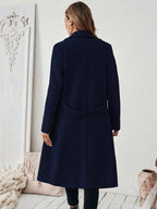 Women's Tailored Long Coat with Belted Waist, view 14