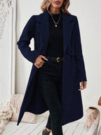 Women's Tailored Long Coat with Belted Waist, view 15