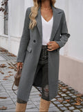 Women's Tailored Long Coat with Satin Lining, Dark Grey, view 1