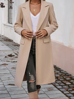 Women's Tailored Long Coat with Satin Lining, Apricot, view 6