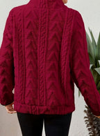 Women's Textured Fleece Half Zip Jumper with Kangaroo Pocket, view 2