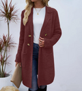 Women's Textured Knit Coat with Gold-Tone Buttons, Red, view 1