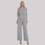 Women's Three-Piece Trouser Suit with Longline Cardigan, Grey, view 6