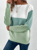 Women's Three-Tone Colour Block Stripe Jumper, Green, view 1