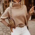 Women's Turtleneck Jumper with Gold-Button Cuffs, Khaki, view 1