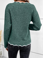 Women's V-Neck Jumper with Scallop Trim, view 10