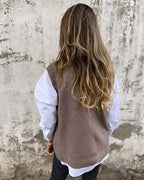 Women's V-Neck Knit Jumper Vest with Ribbed Trim, view 3