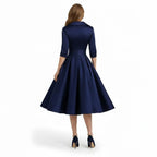 Women's Wrap Midi Dress with Pleated Full A-Line Skirt, view 3