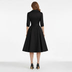 Women's Wrap Midi Dress with Pleated Full A-Line Skirt, view 6
