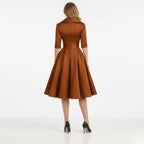 Women's Wrap Midi Dress with Pleated Full A-Line Skirt, view 9