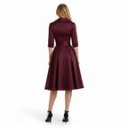 Women's Wrap Midi Dress with Pleated Full A-Line Skirt, view 12
