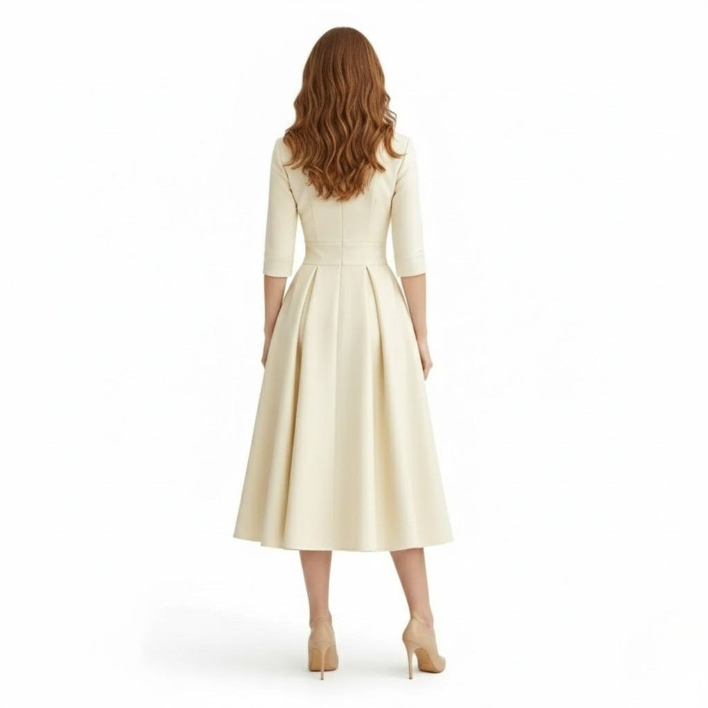 Women's Wrap Midi Dress with Pleated Full A-Line Skirt, view 21