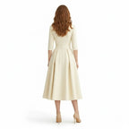 Women's Wrap Midi Dress with Pleated Full A-Line Skirt, view 21